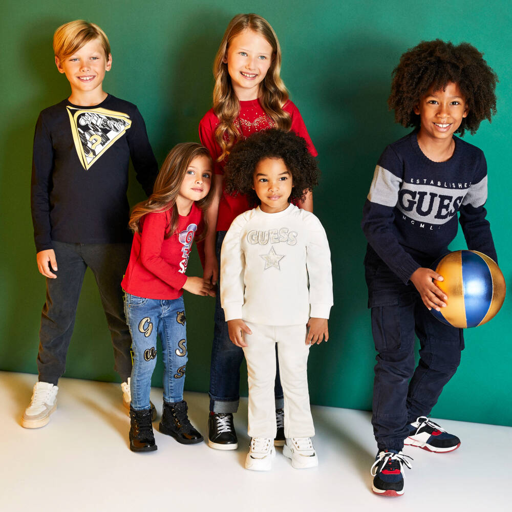 Guess-Teen Boys Blue & Grey Knitted Sweatshirt | Childrensalon Outlet