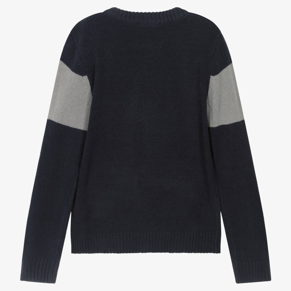 Guess-Teen Boys Blue & Grey Knitted Sweatshirt | Childrensalon Outlet