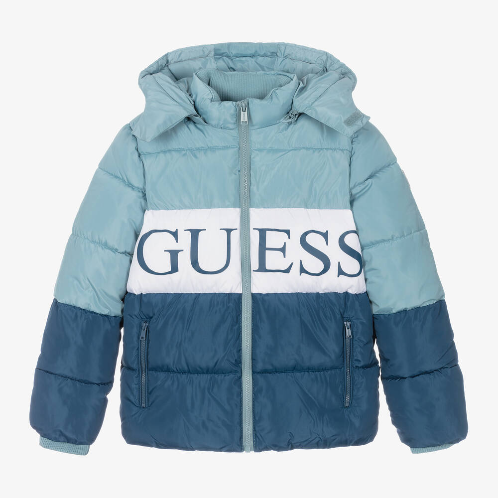 Guess - Сине-голубой пуховик с капюшоном | Childrensalon