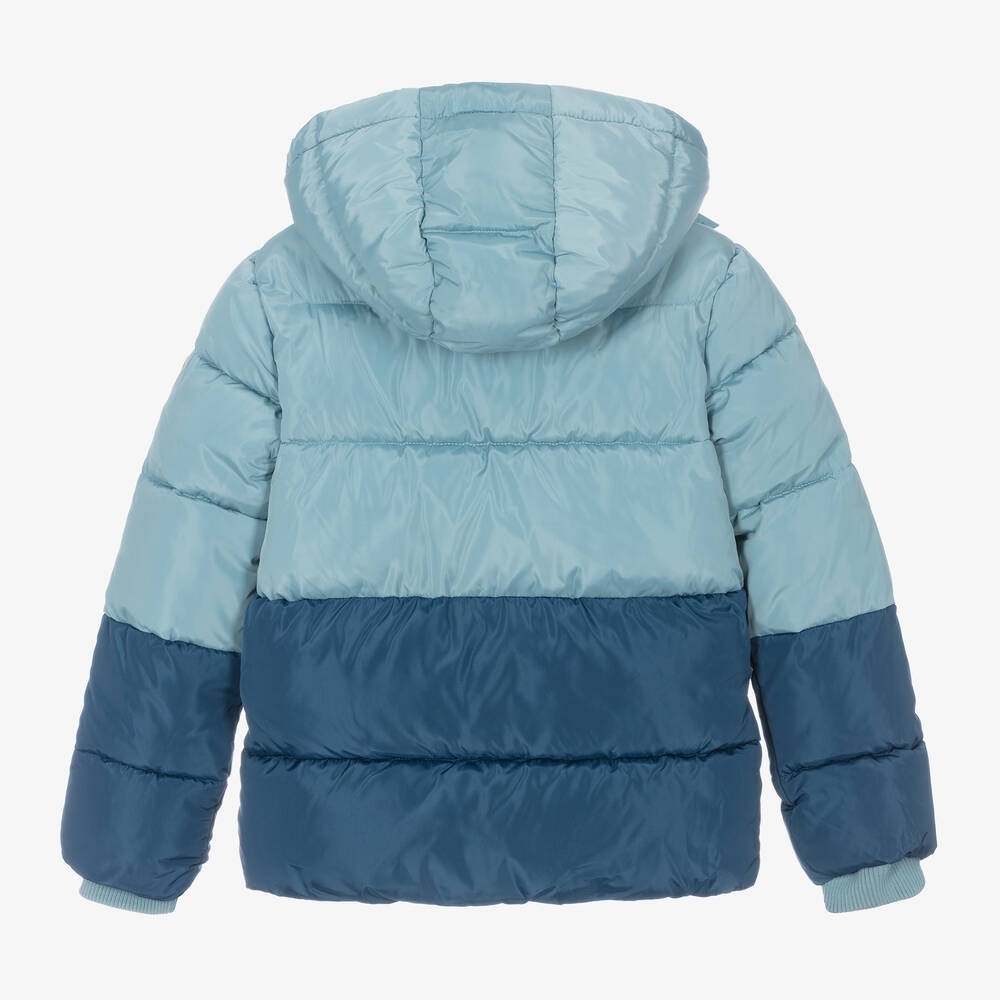 Guess-Teen Boys Blue Hooded Puffer Jacket | Childrensalon Outlet