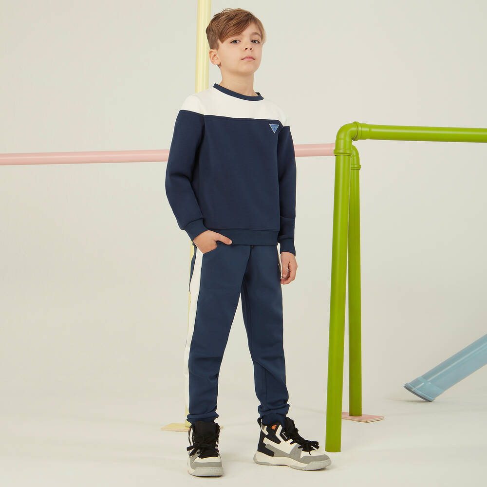 Guess-Teen Boys Blue & Ivory Joggers | Childrensalon Outlet