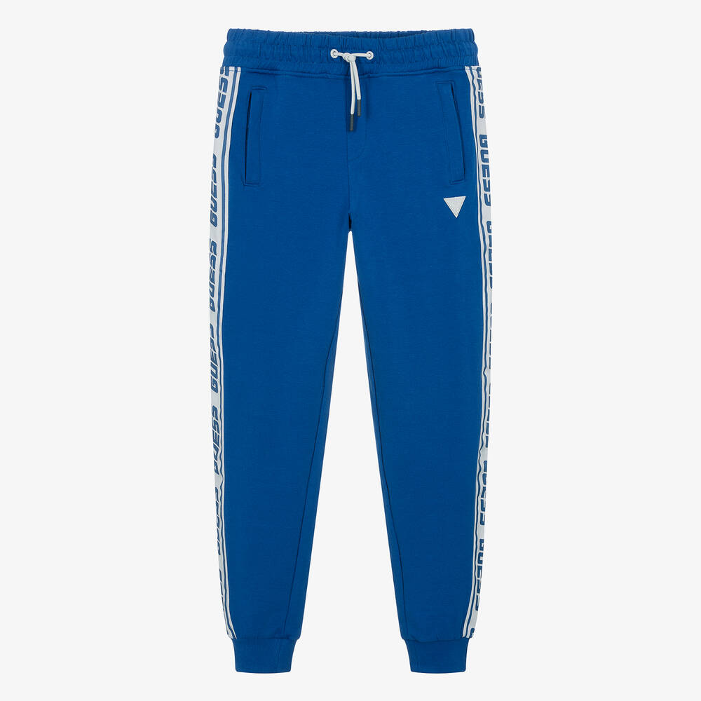 Guess-Teen Boys Blue Organic Cotton Joggers | Childrensalon Outlet