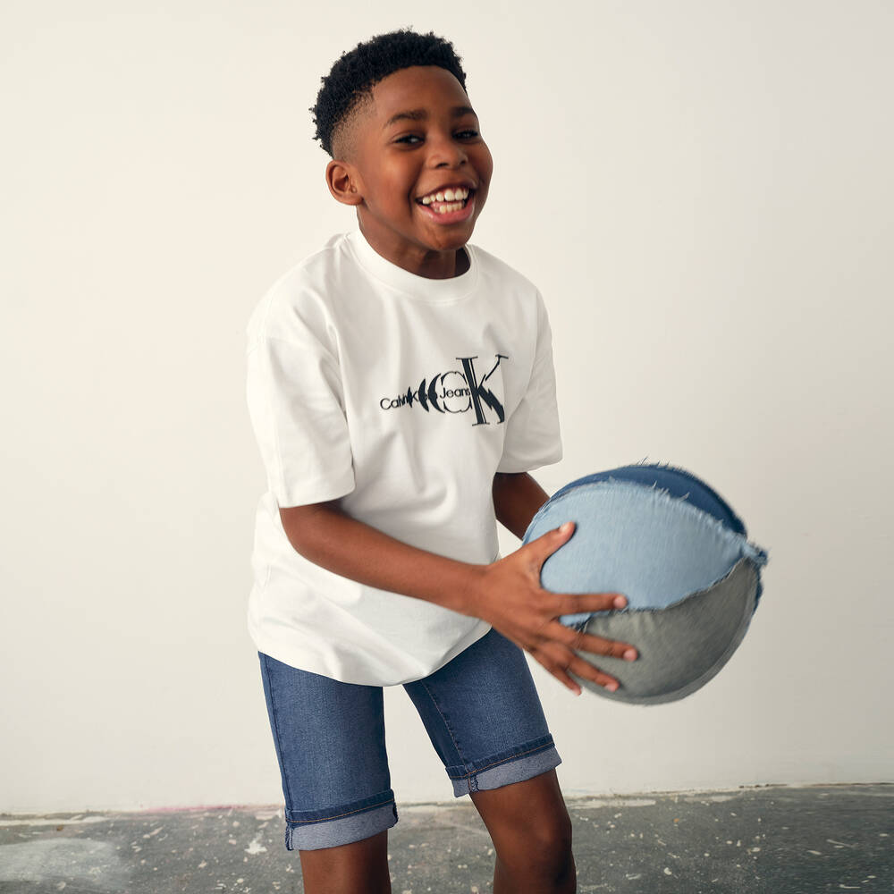 جيس-شورت تينز ولادي قطن دنيم لون أزرق داكن | Childrensalon Outlet