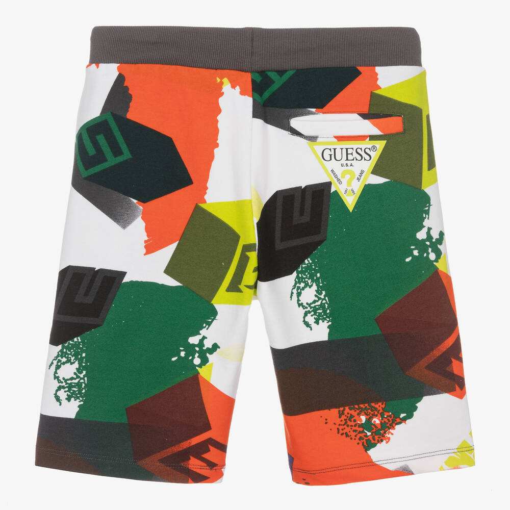 Guess-شورت تينز ولادي قطن لون أخضر وبرتقالي | Childrensalon Outlet