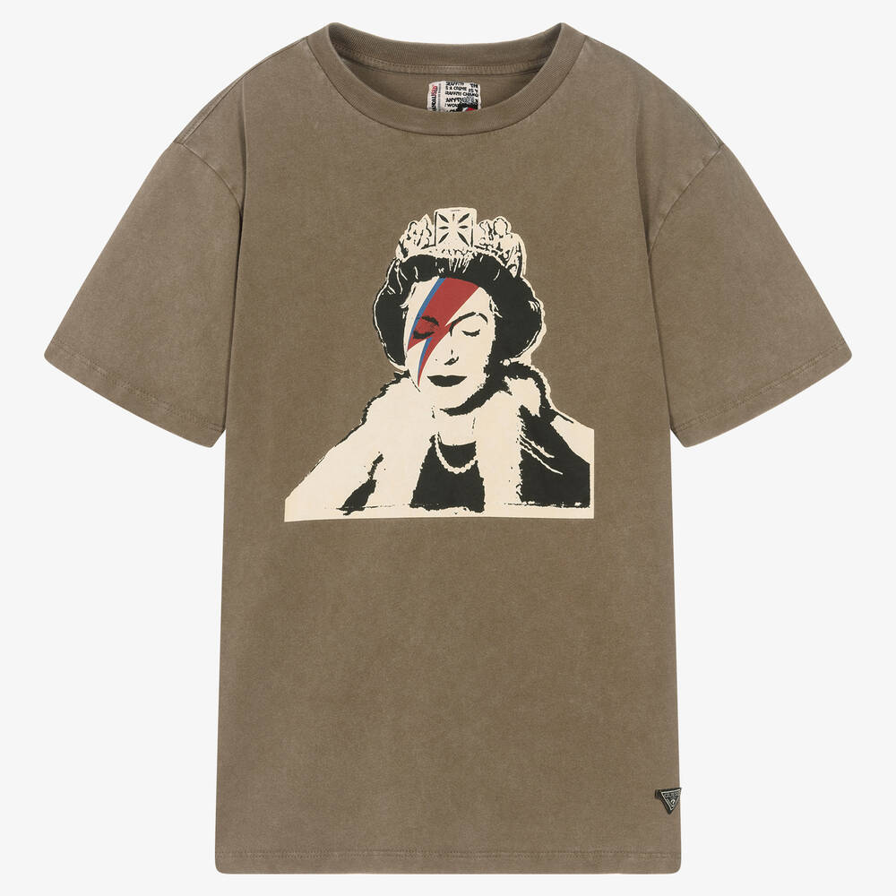 Guess - Teen Boys Green Cotton Banksy T-Shirt | Childrensalon