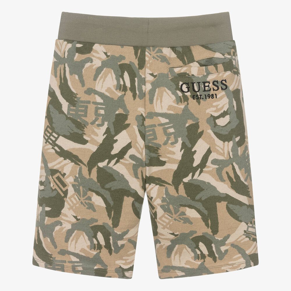 Guess-Teen Boys Green Cotton Shorts | Childrensalon Outlet