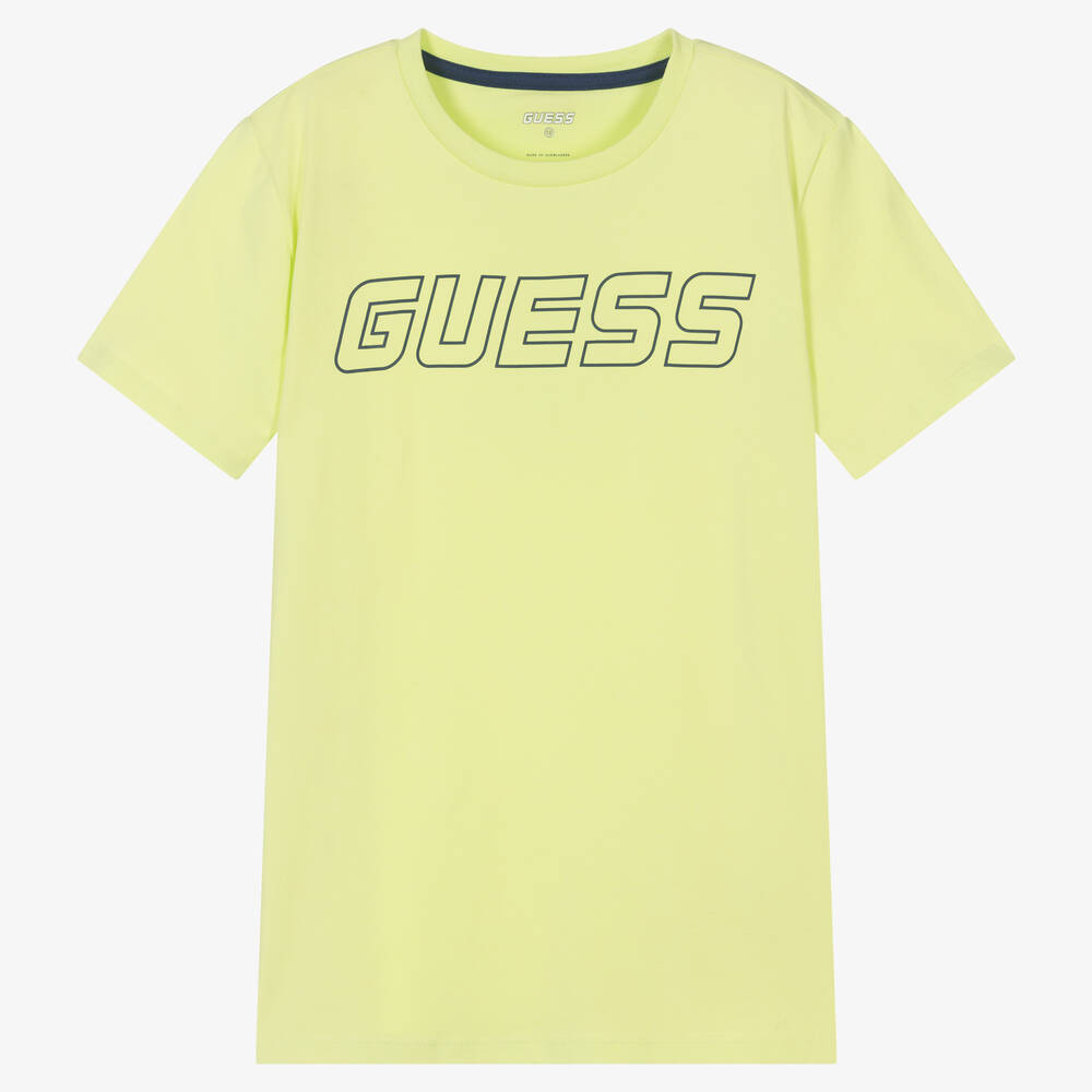 Guess - تيشيرت تينز ولادي قطن جيرسي لون أخضر | Childrensalon