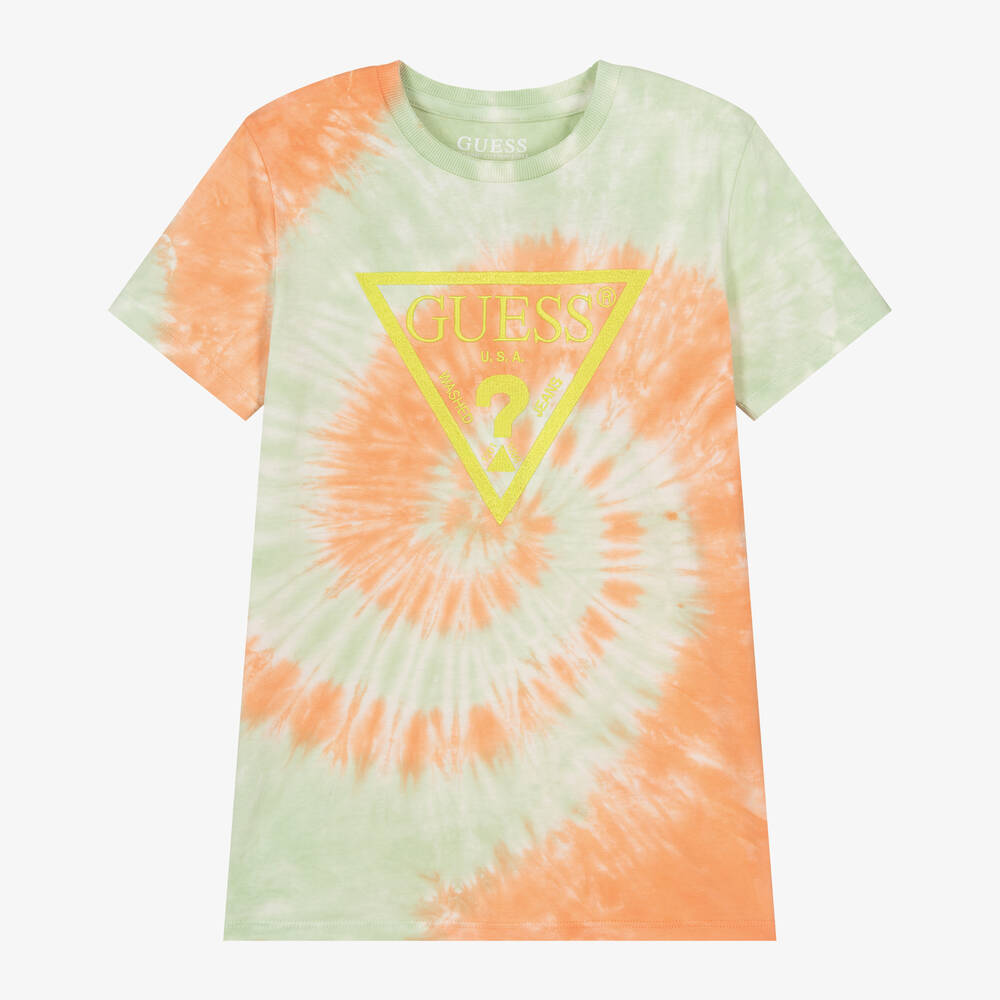 Guess-Teen Boys Green & Orange Tie-Dye T-Shirt | Childrensalon Outlet