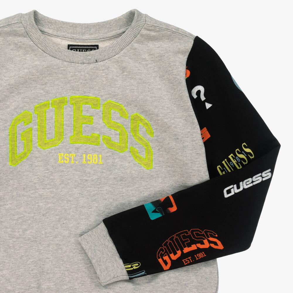 Guess-Серый хлопковый свитшот | Childrensalon Outlet