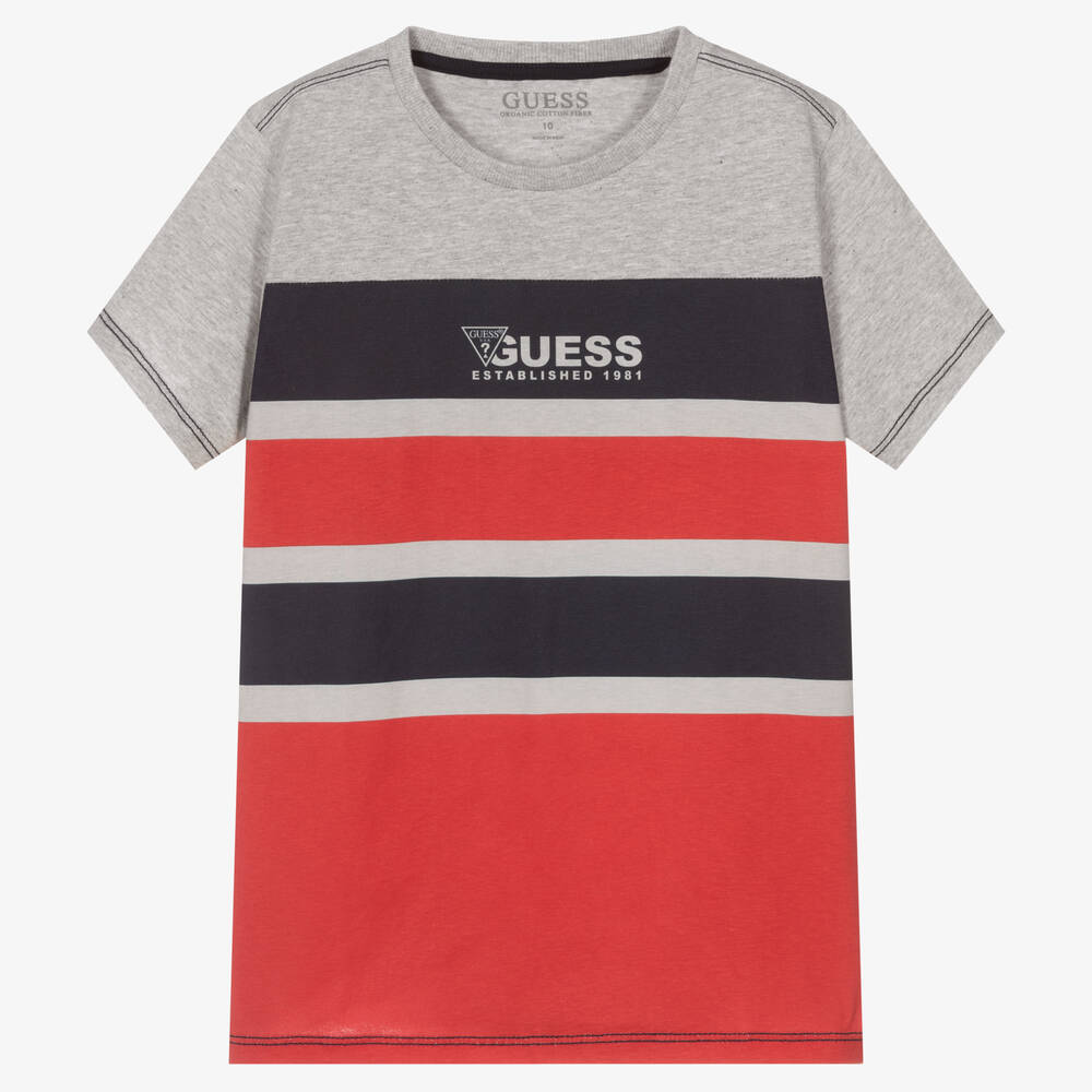 Guess - T-shirt gris en coton Ado | Childrensalon