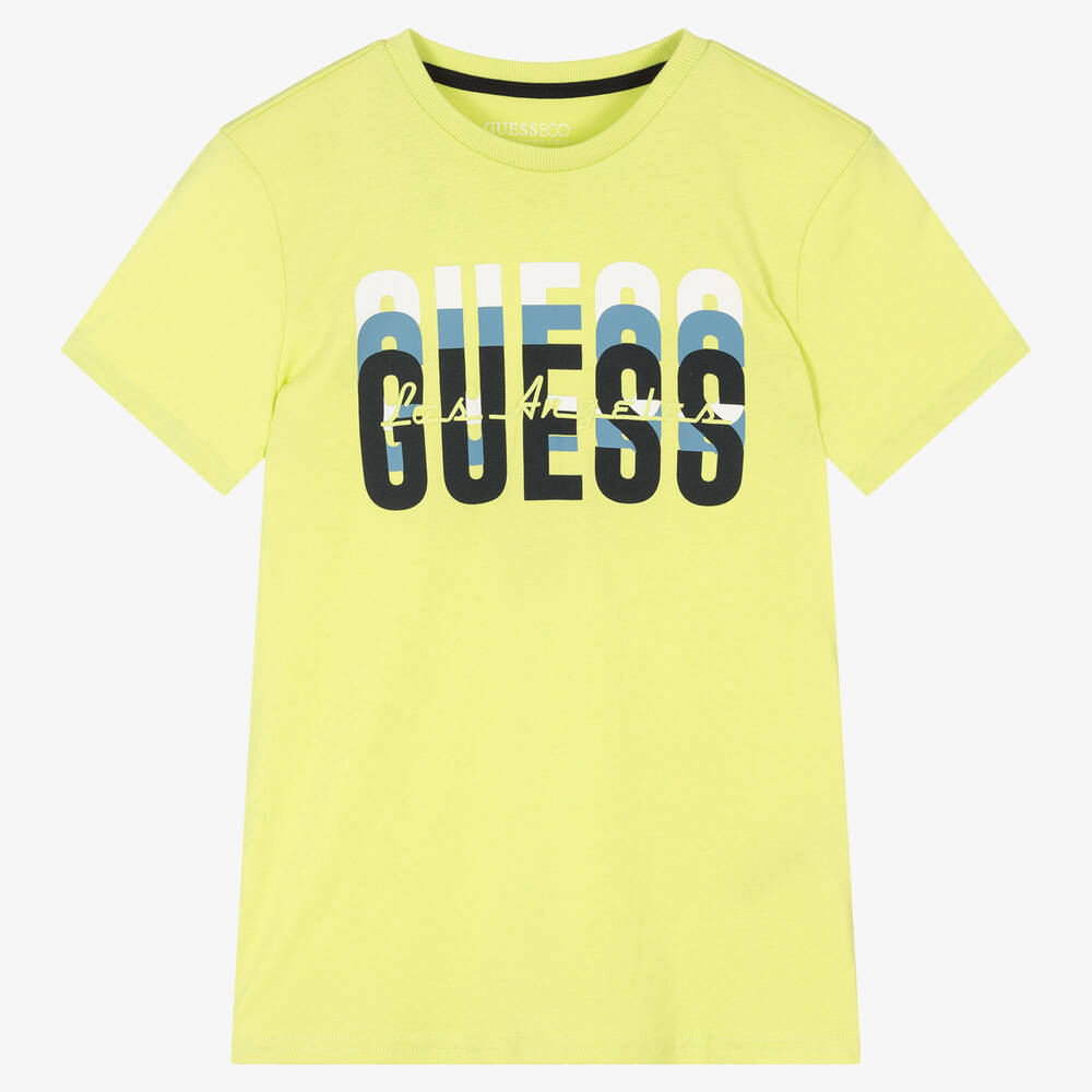 Guess - Хлопковая футболка цвета лайма | Childrensalon
