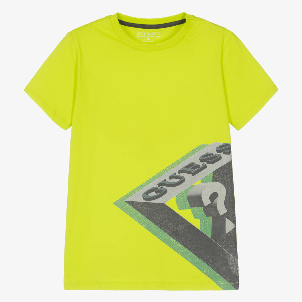 Guess Teen Boys Lime Green Cotton T Shirt Childrensalon Outlet