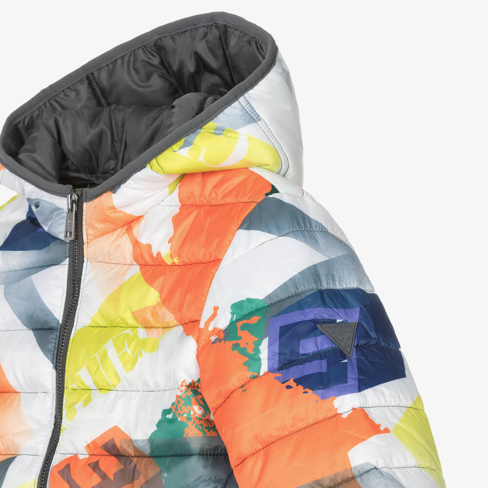 Guess Teen Boys Orange Green Puffer Jacket