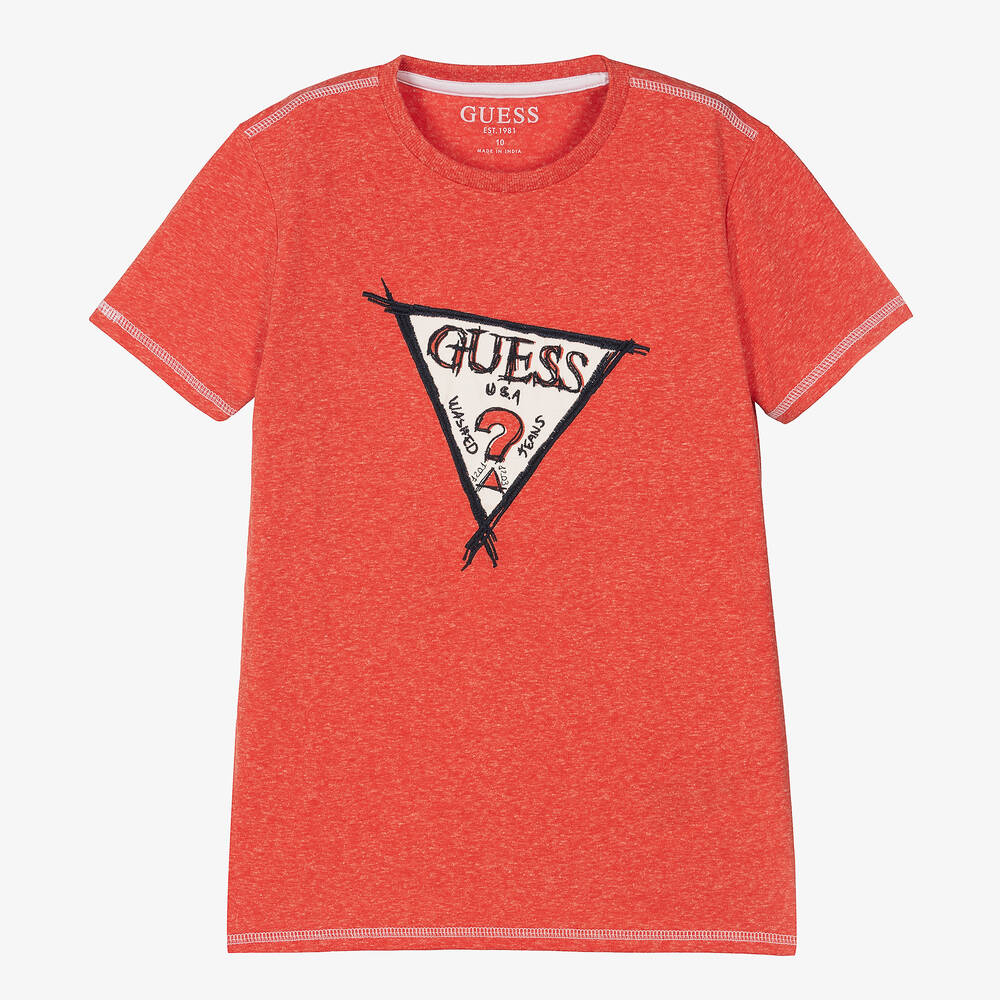 Guess - Teen Boys Red Logo T-Shirt | Childrensalon