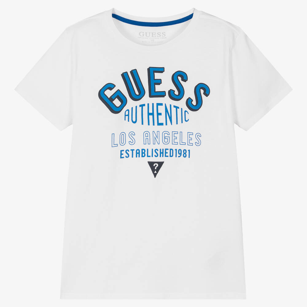 Guess - Weißes Teen Baumwoll-T-Shirt (J) | Childrensalon