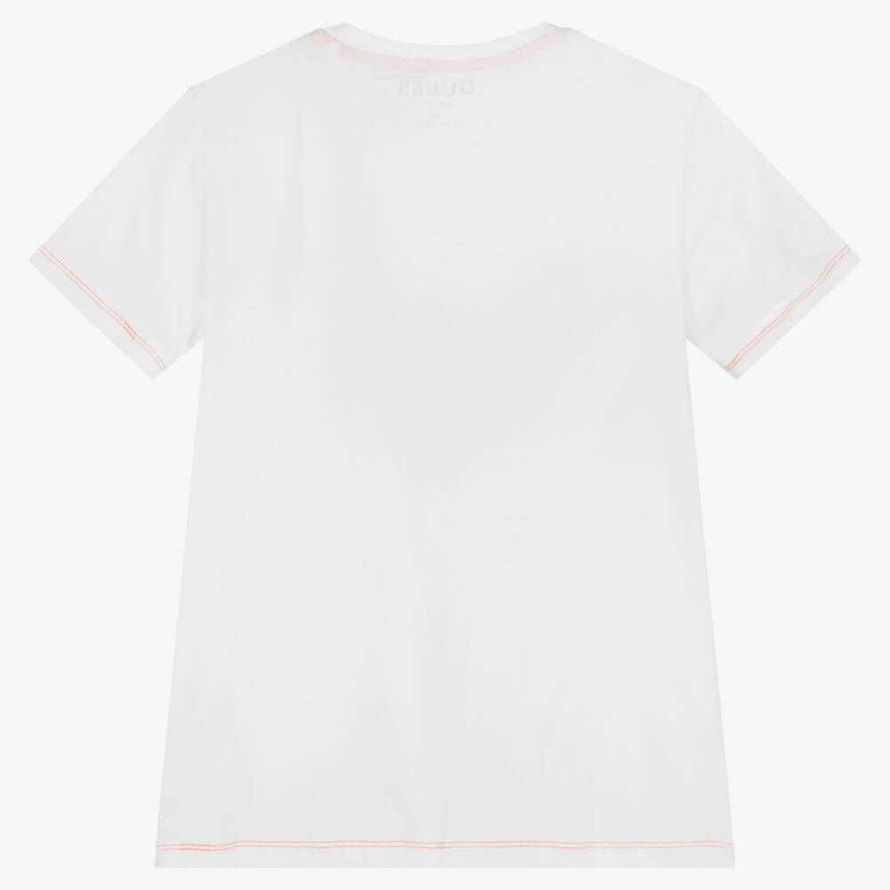 Guess-Teen Boys White Cotton Logo T-Shirt | Childrensalon Outlet