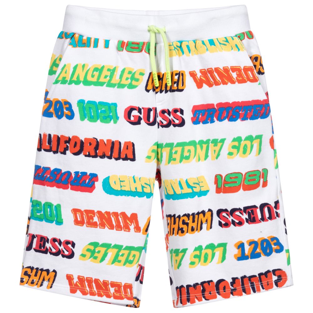 Guess - Teen Boys White Logo Shorts | Childrensalon