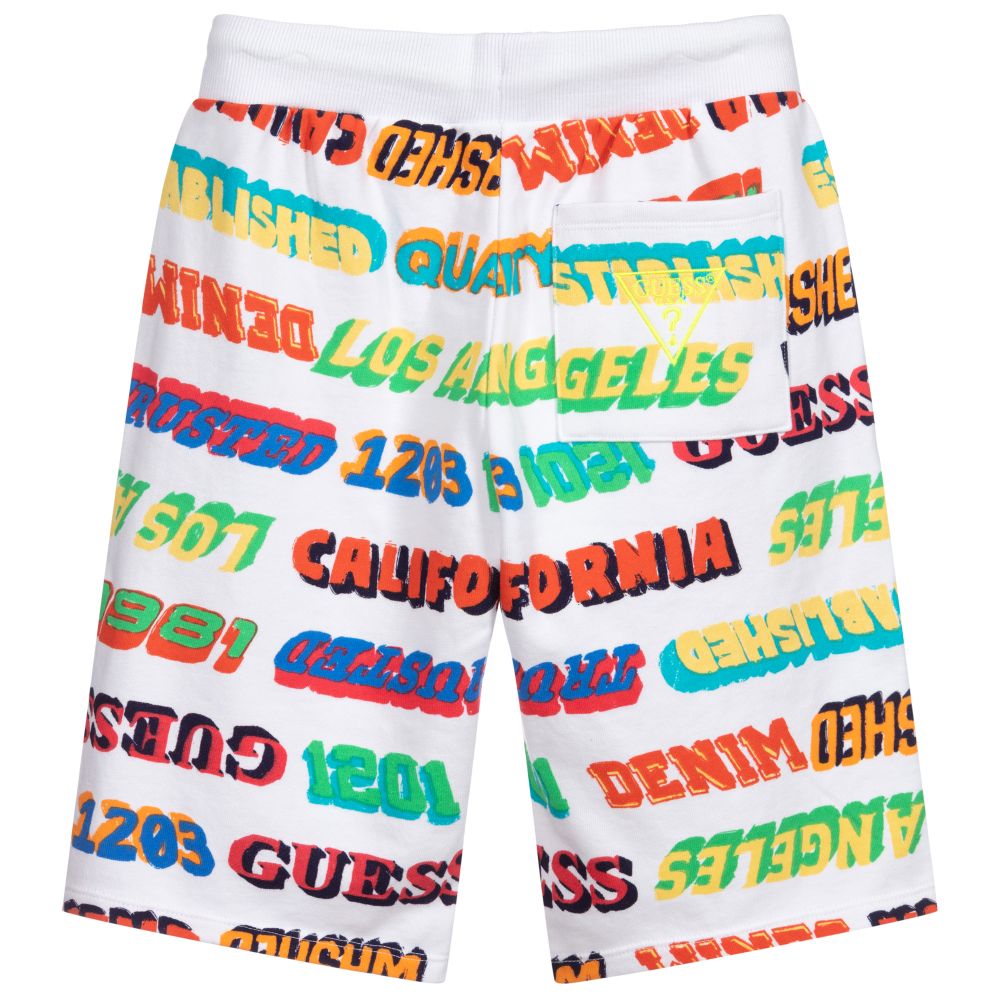 Guess-شورت تينز ولادي قطن عضوي لون أبيض | Childrensalon Outlet