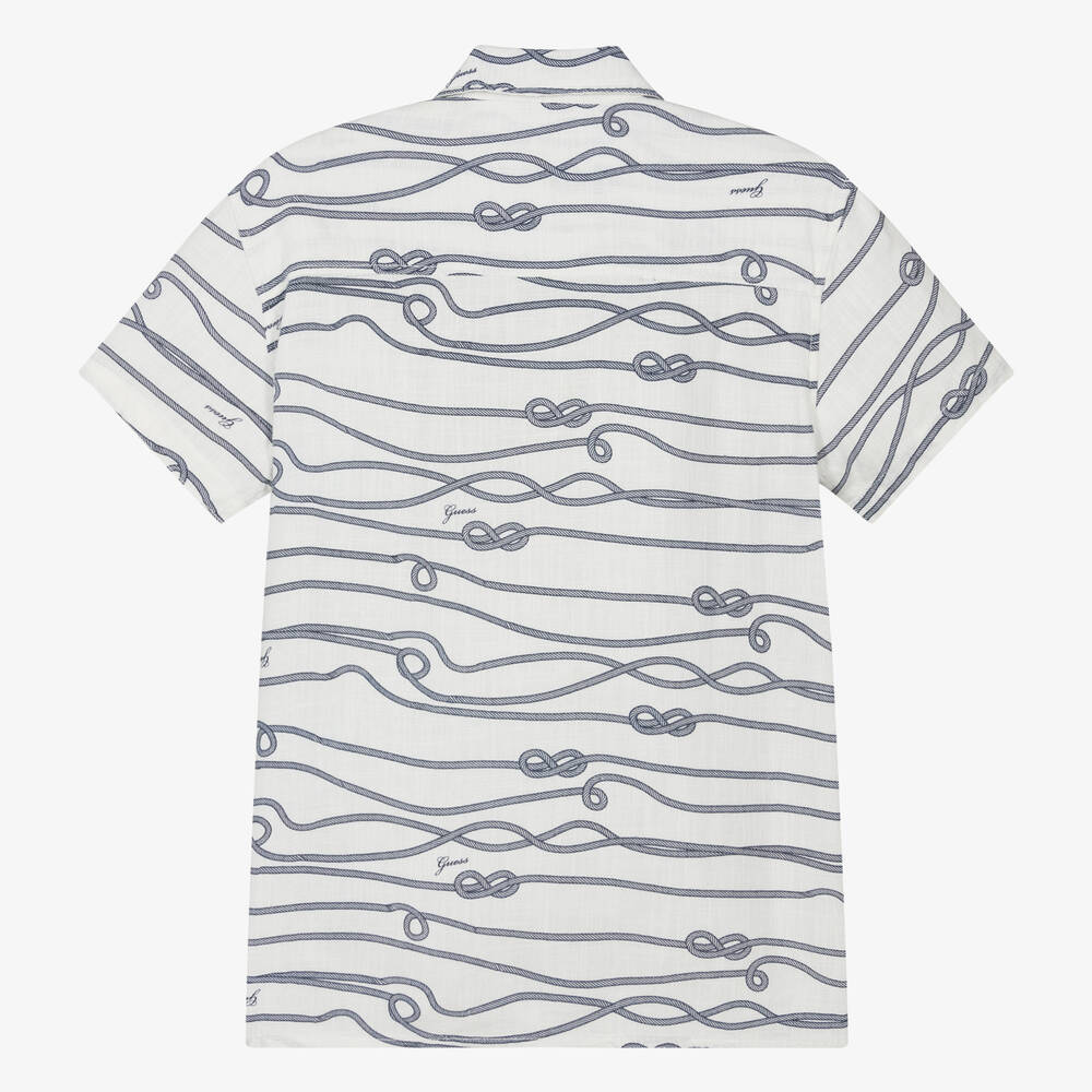 Guess-قميص فيسكوز وكتان لون أبيض للمراهقين | Childrensalon Outlet