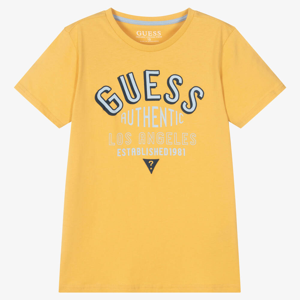 Yellow guess t shirt outlet