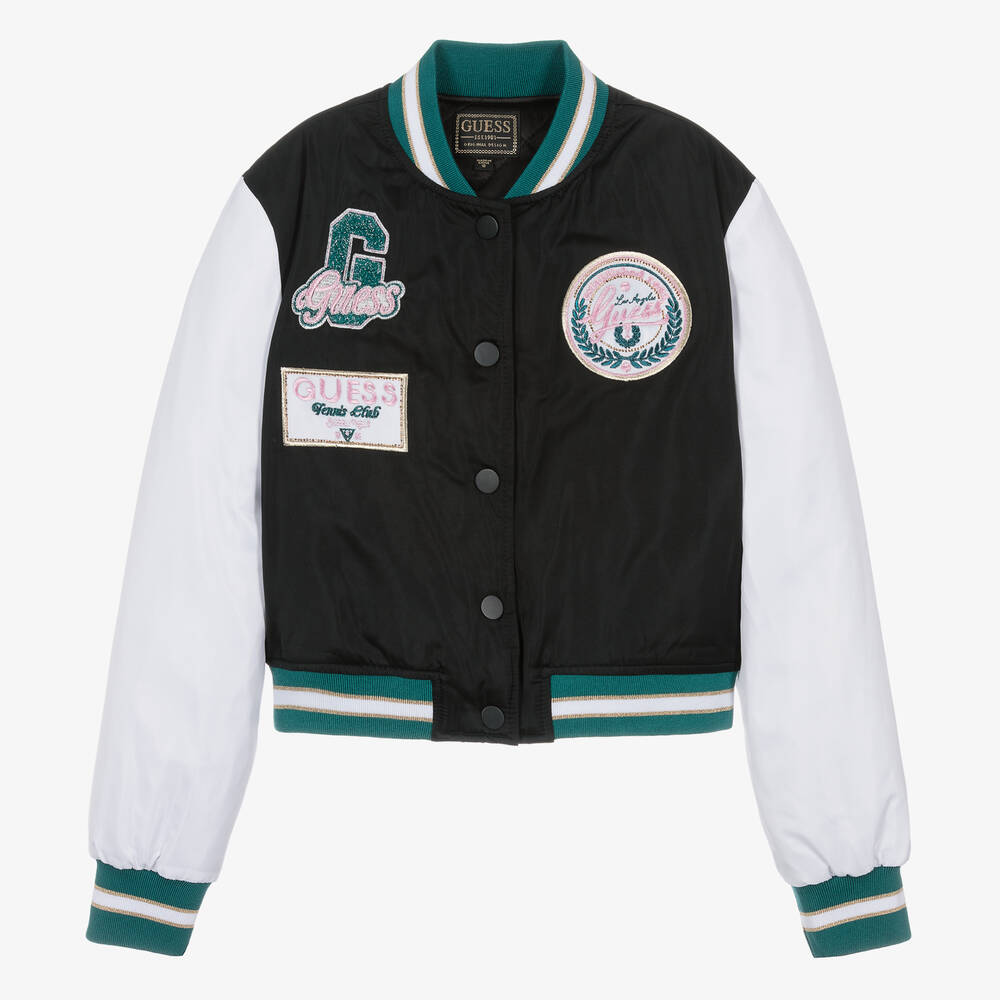 Guess-Черная куртка-бомбер для девочек-подростков | Childrensalon Outlet