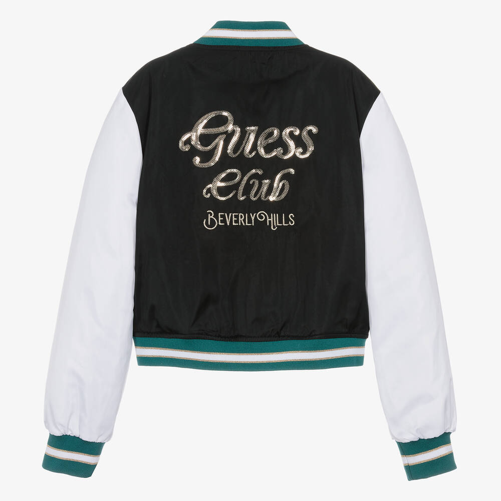 Guess-Teen Girls Black Bomber Jacket | Childrensalon Outlet