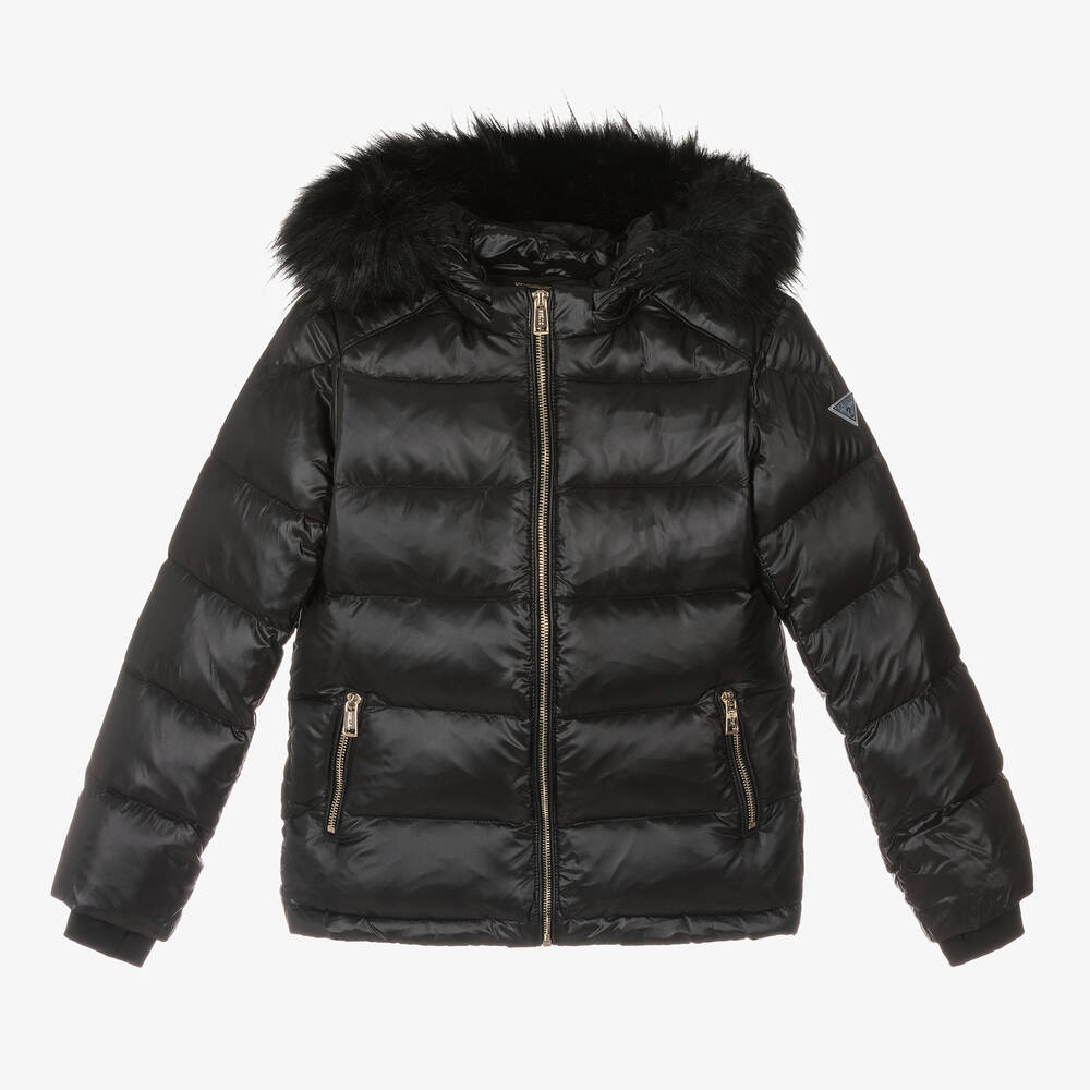 Guess - Schwarze Teen Daunen-Steppjacke für Mädchen | Childrensalon