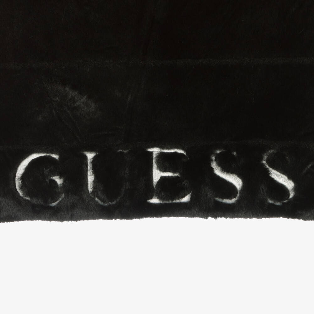 Guess-جيليه هودي تينز بناتي فرو صناعي لون أسود | Childrensalon Outlet