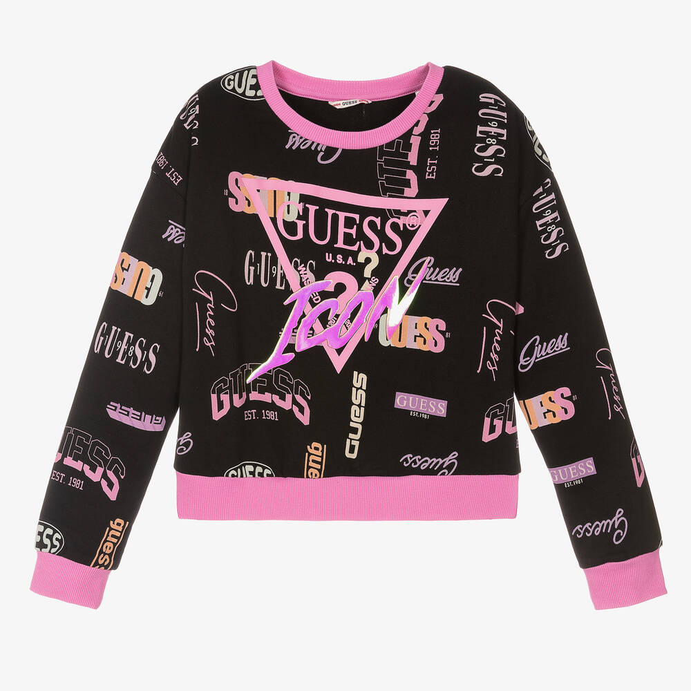Guess - Teen Girls Black Logo Sweatshirt | Childrensalon