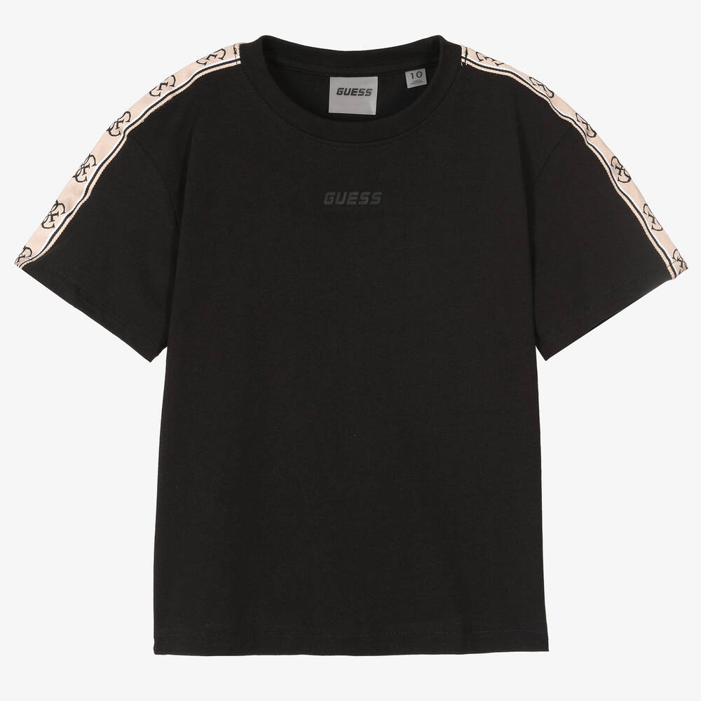 Guess-Teen Girls Black Logo T-Shirt | Childrensalon Outlet