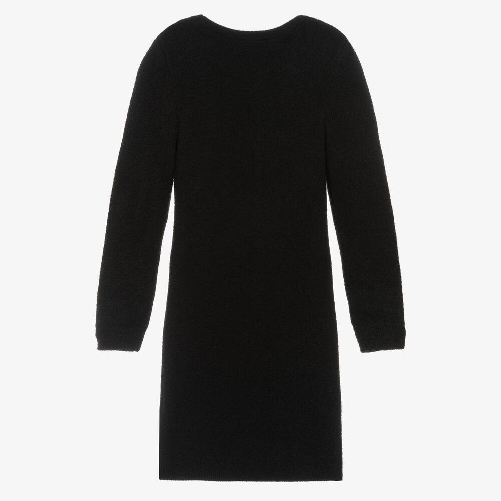 Guess-فستان تينز بناتي مزيج فيسكوز لون أسود مزين بترتر | Childrensalon Outlet