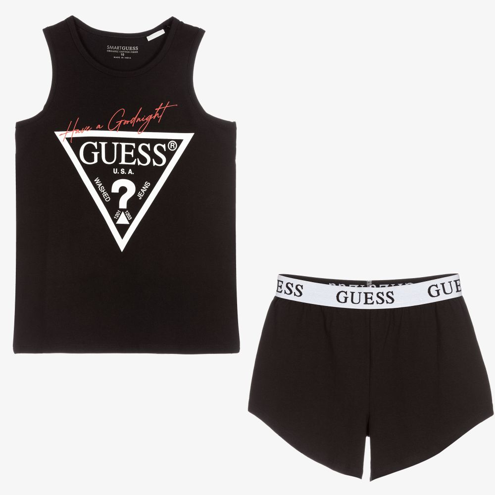 Guess - Черная короткая пижама для девочек-подростков | Childrensalon