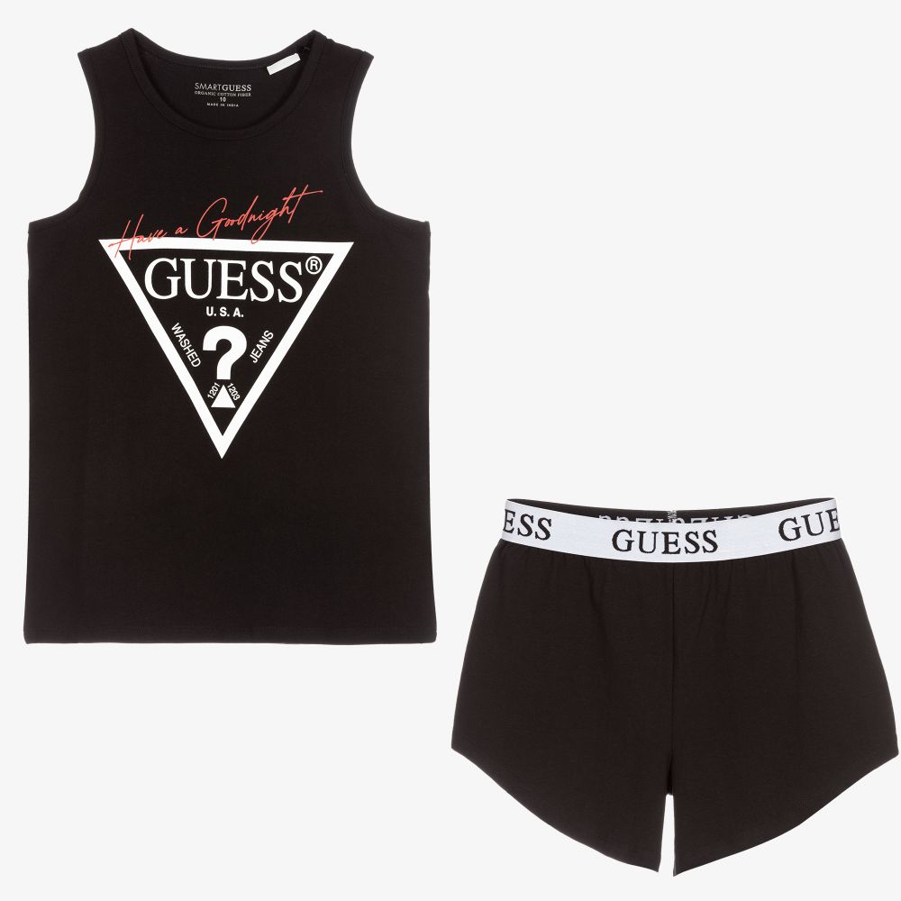 Guess - Schwarzer, kurzer Teen Schlafanzug (M) | Childrensalon