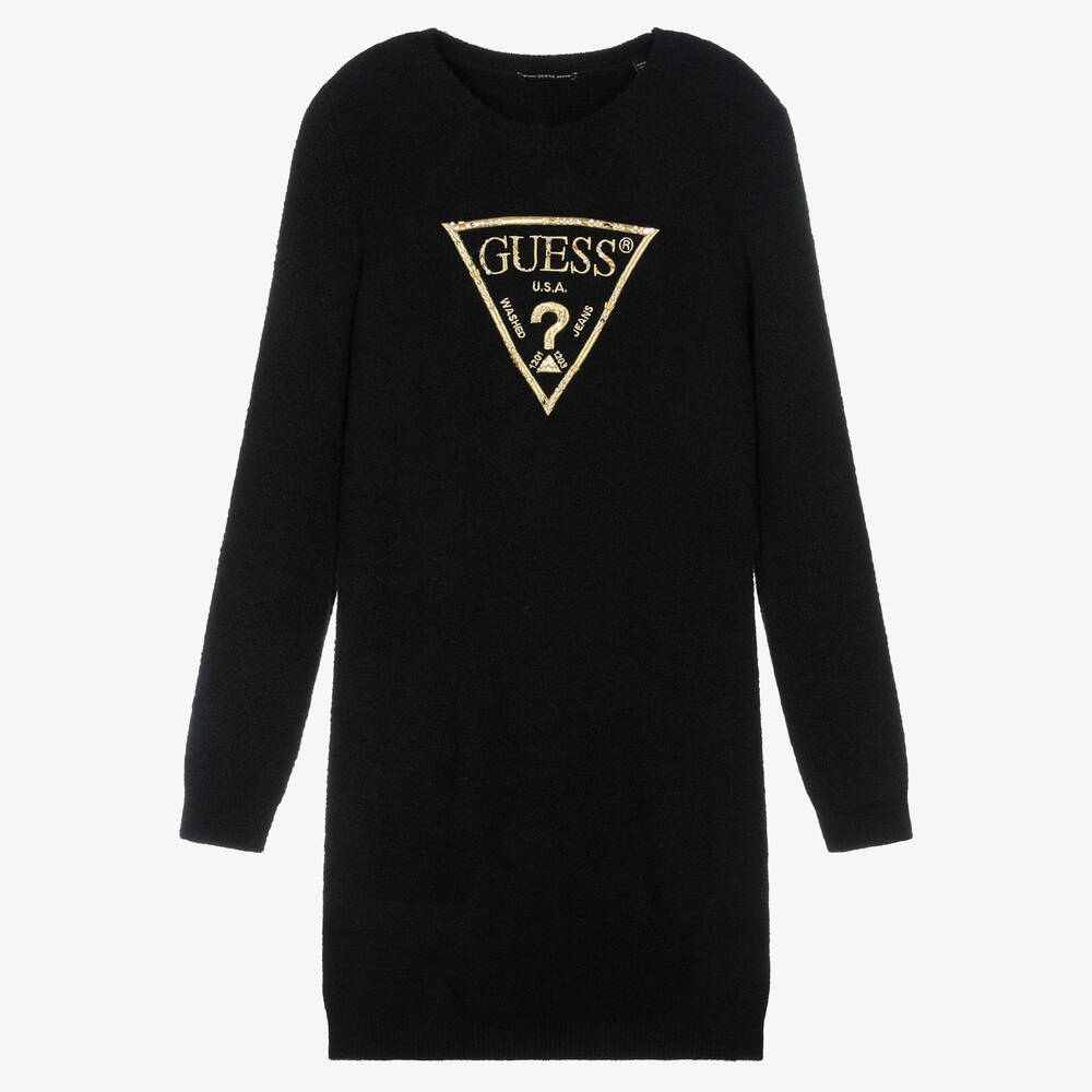 Guess - Черное платье-свитер для девочек-подростков | Childrensalon