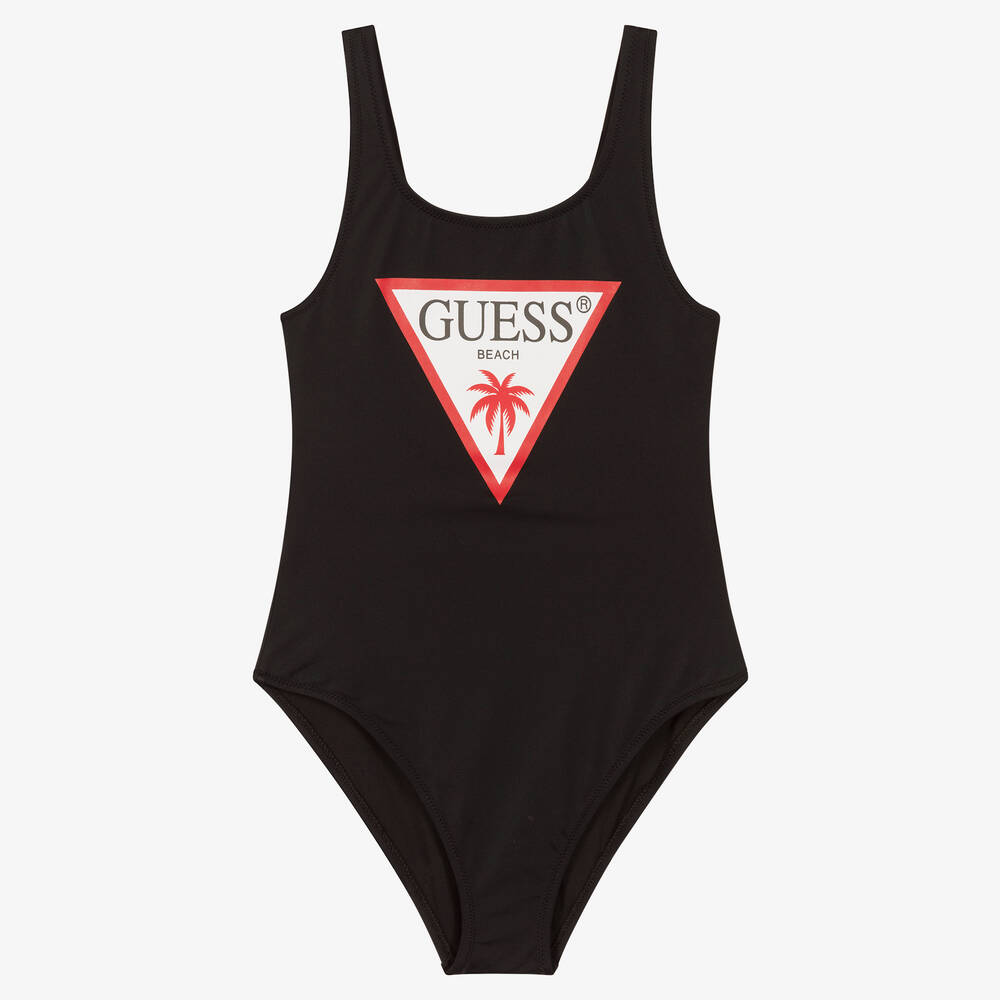 Guess - Teen Girls Black Triangle Logo Swimsuit | Childrensalon
