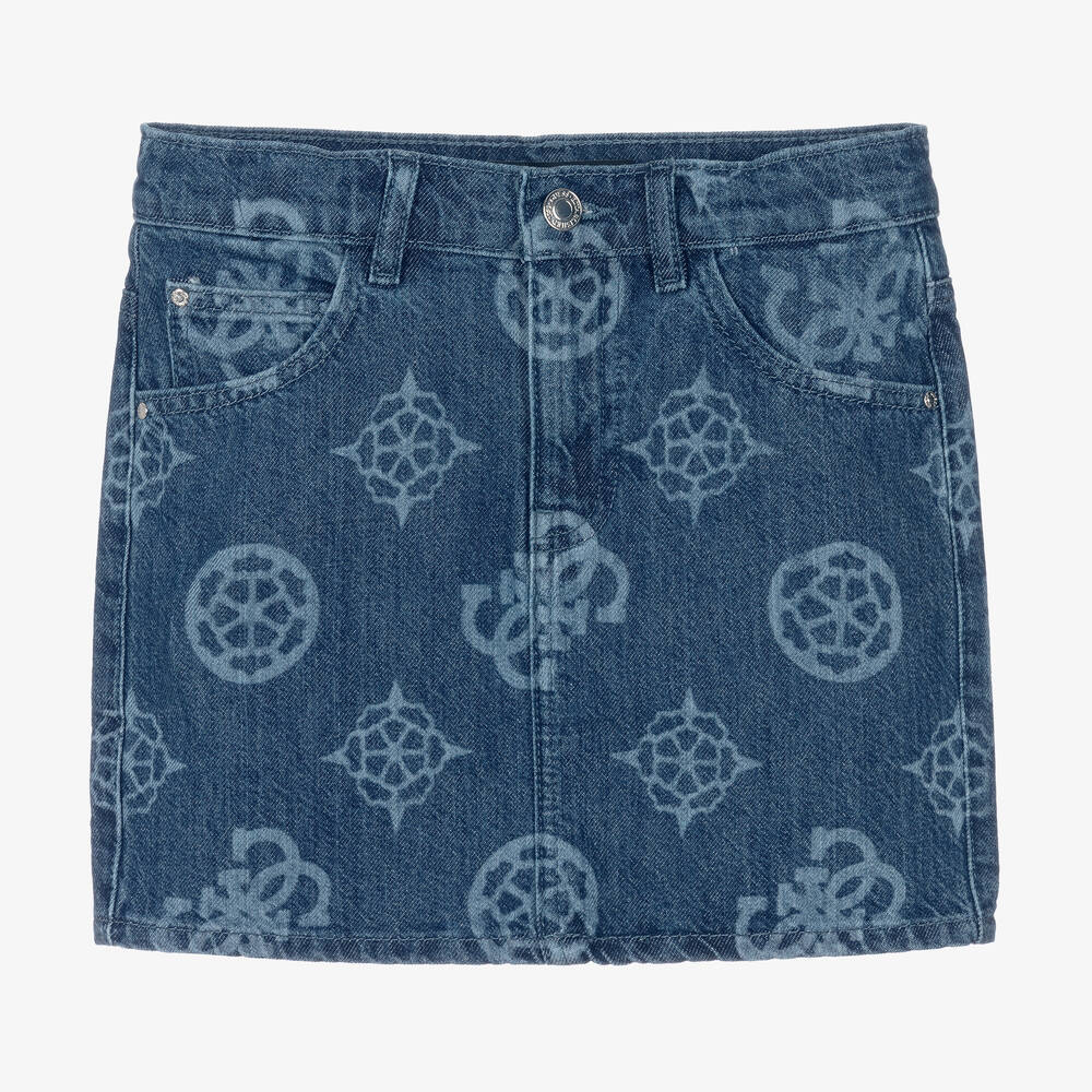 Guess - Teen Girls Blue 4g Peony Denim Skirt | Childrensalon