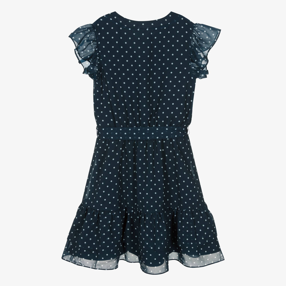 Guess-Teen Girls Blue Chiffon Polka Dot Dress | Childrensalon Outlet