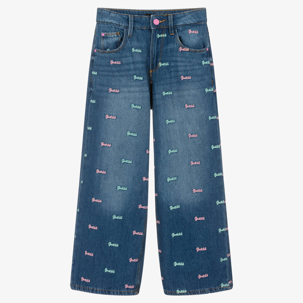 Guess - Teen Girls Blue Denim Logo Jeans | Childrensalon