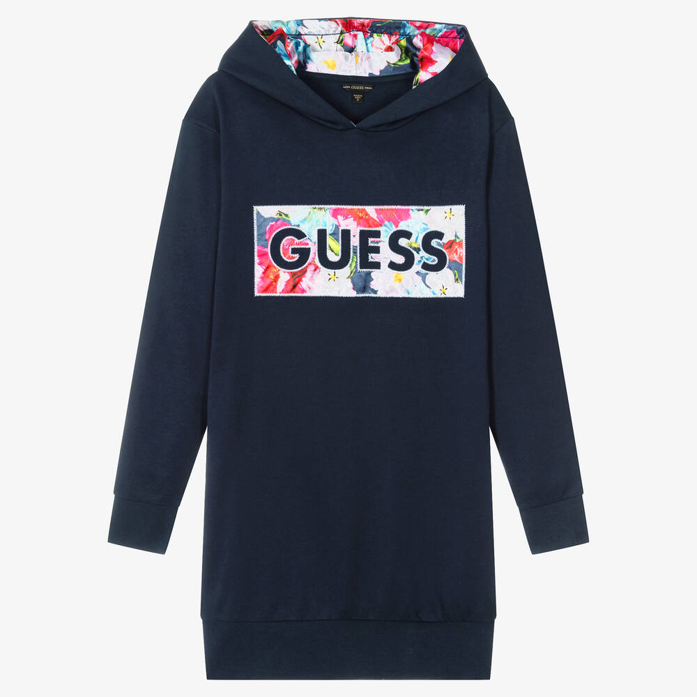 Guess - Teen Girls Blue Floral Hoodie Dress | Childrensalon