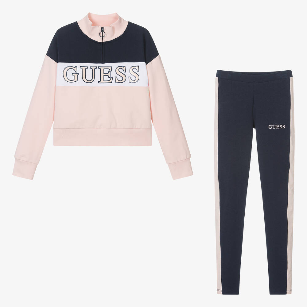 Guess-Teen Girls Blue & Pink Cotton Tracksuit | Childrensalon Outlet