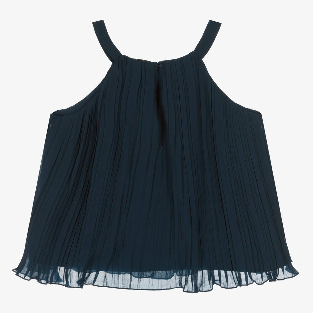 Guess-Teen Girls Blue Pleated Chiffon Top | Childrensalon Outlet