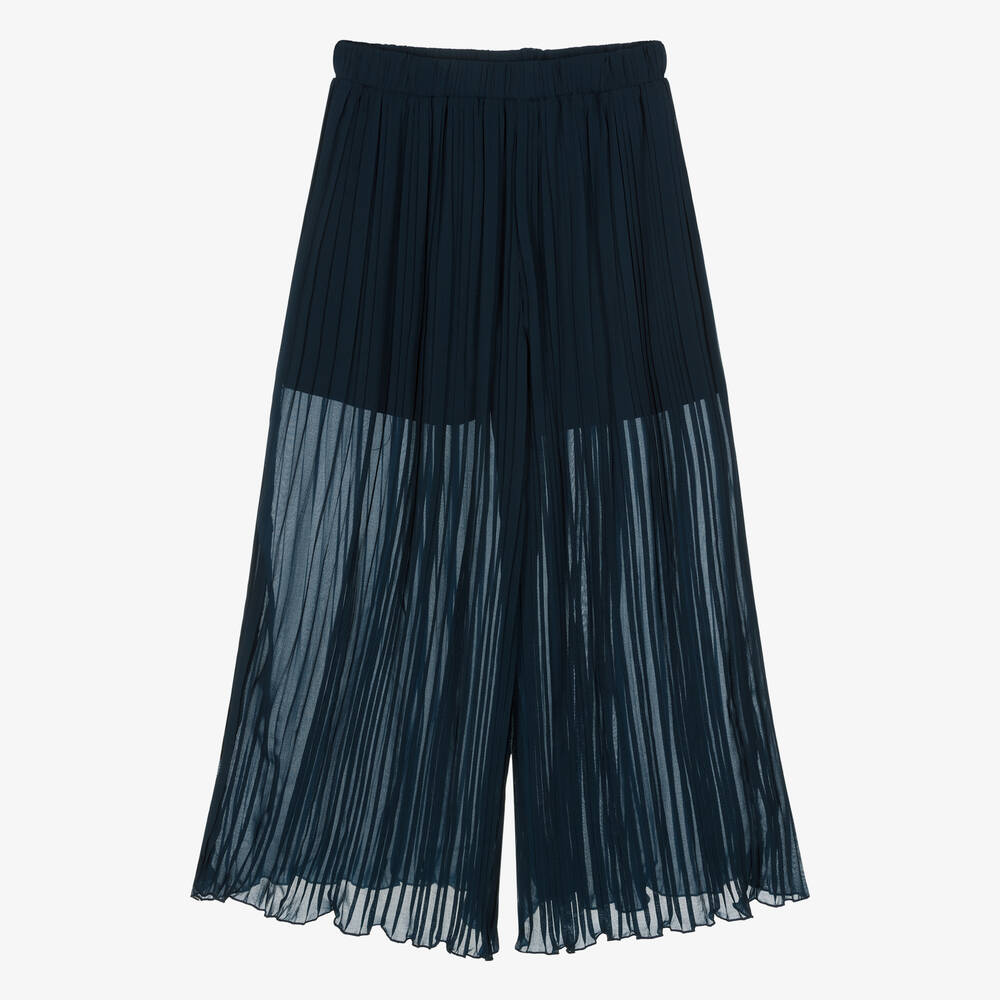 Guess-Teen Girls Blue Pleated Chiffon Trousers | Childrensalon Outlet