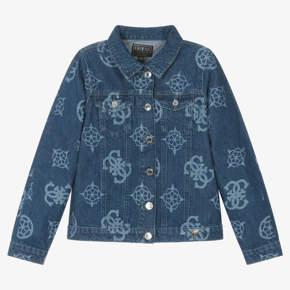 Guess - Blaue Teen Jeansjacke mit Print | Childrensalon