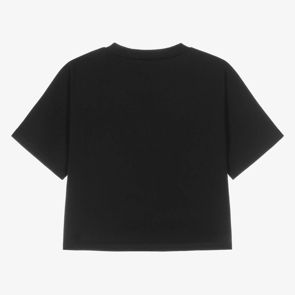 Guess-تيشيرت كروب تينز بناتي قطن جيرسي لون أسود | Childrensalon Outlet