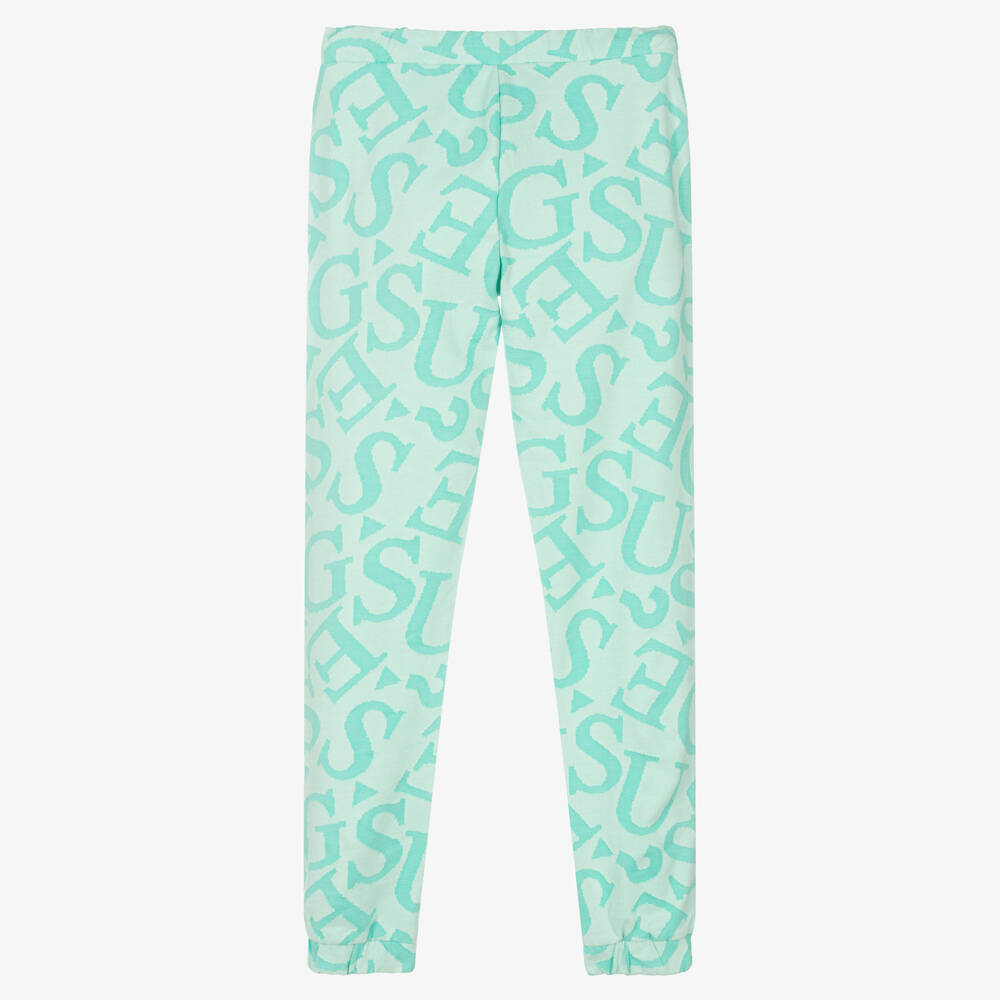 Guess-Teen Girls Green Logo Joggers | Childrensalon Outlet