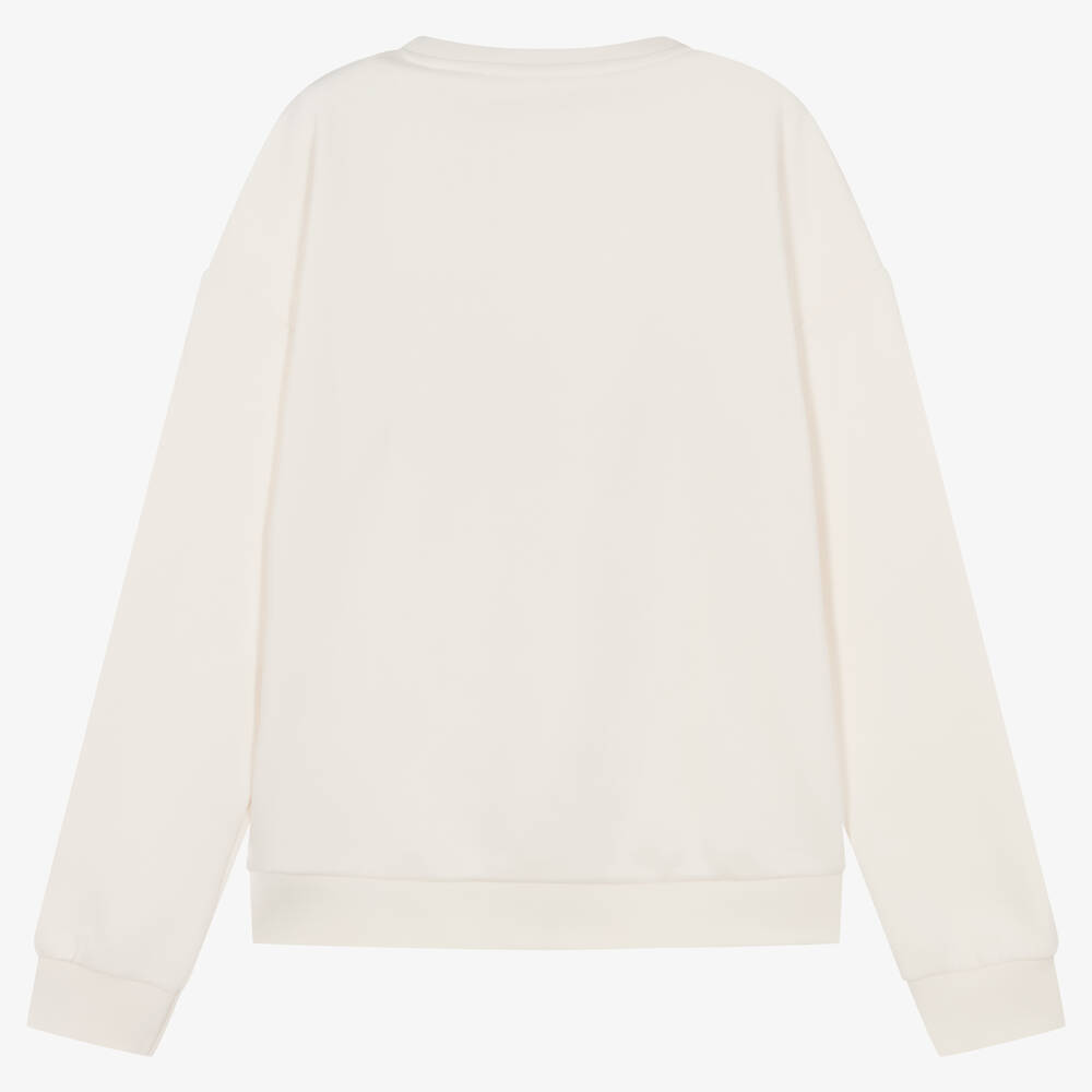 Guess-Кремовый хлопковый свитшот со стразами | Childrensalon Outlet