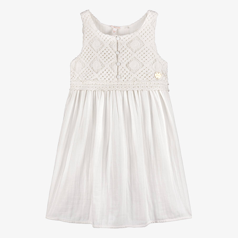 Guess-Teen Girls Ivory Crochet Dress | Childrensalon Outlet