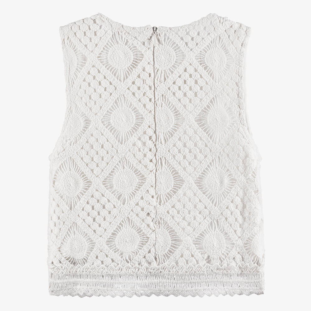 Guess-Teen Girls Ivory Crochet Top | Childrensalon Outlet