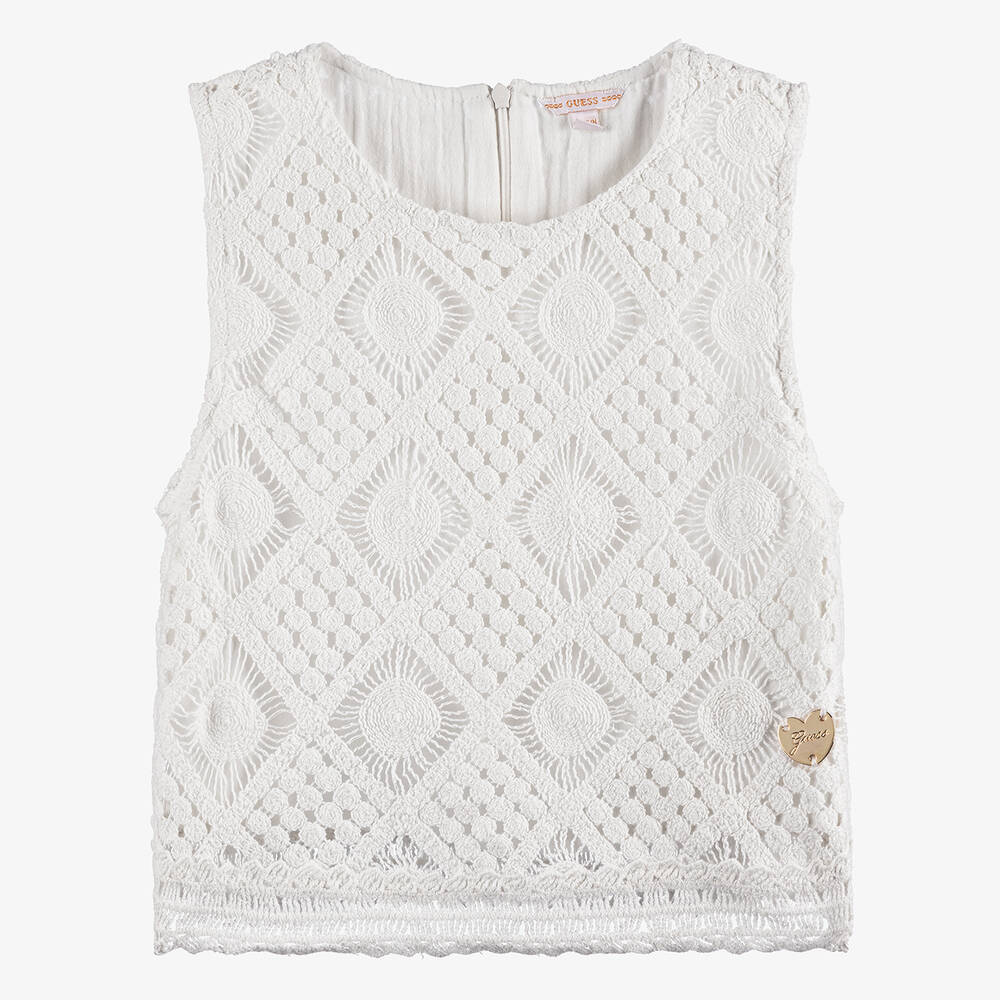 Guess-Teen Girls Ivory Crochet Top | Childrensalon Outlet