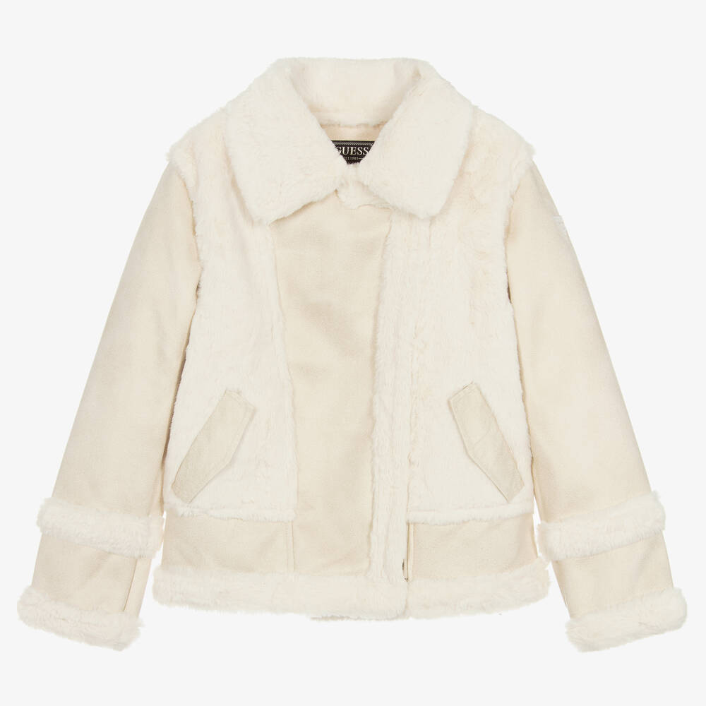 Guess - Veste ivoire en suédine ado | Childrensalon